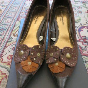 Isaac Mizrahi for Target Brown Suede Floral Heels, Sz 6